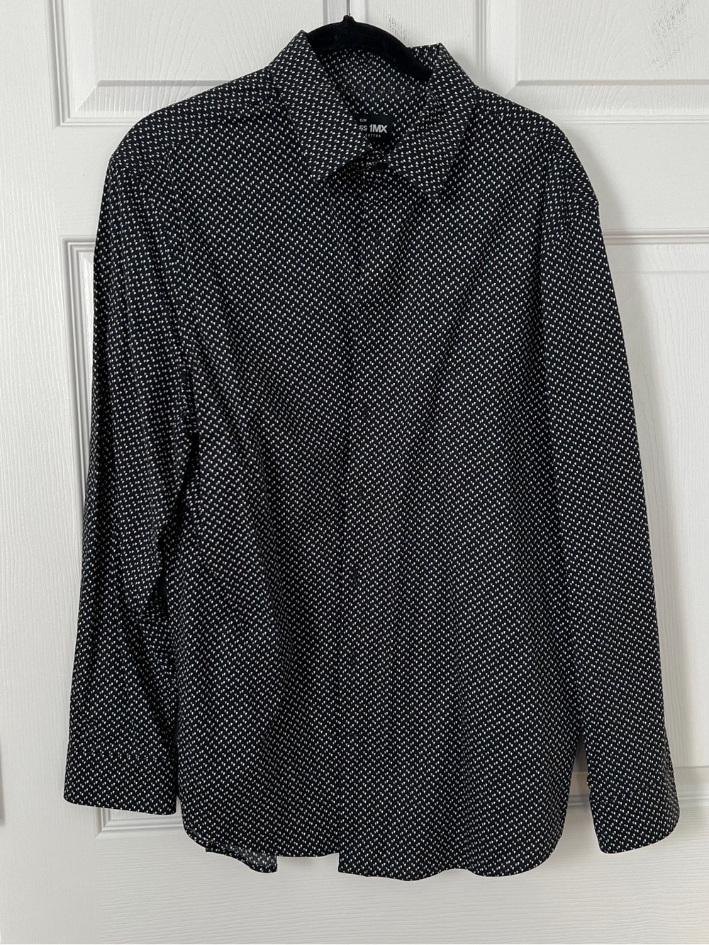 Express Black and White Micro-Pattern Button-Down Shirt